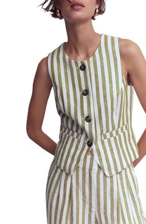 Boden Stripe Linen Vest in Mayfly Stripe at Nordstrom, Size 12