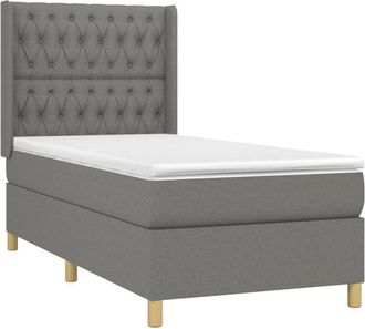 vidaXL Vidaxl - Cama Box Spring Con Colch&oacute;n Tela Gris Oscuro 90x190 Cm