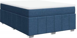 vidaXL Cama Box Spring Con Colch&oacute;n Tela Azul 160x200 Cm Vidaxl