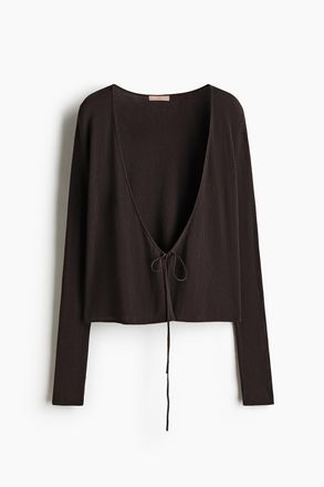 H&M Gerippter Cardigan - Dunkelbraun