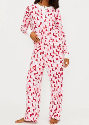 Beach Riot Pacific Long Sleeve Sleep Set In Fa La La Cheer
