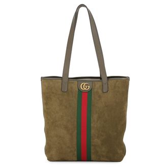 Gucci Ophidia Khaki Suede Handbag Tote Bag (Pre-Owned)
