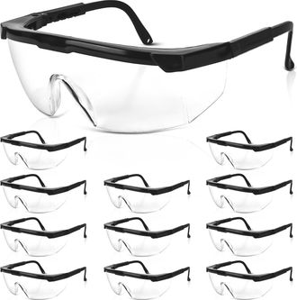 OEM Juego De 12 Gafas Protectoras, Transparentes, Ajustables, Resistentes A Los Ara&ntilde;azos, Ligeras, Para Obras De Construcci&oacute;n, Talleres Y Ciclismo