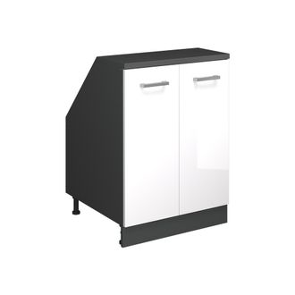 Vicco Armario De Cocina Para Techo Inclinado R-line, Blanco Alto Brillo, 60 Cm Con 2 Puertas, 60 Cm De Profundidad, Vicco