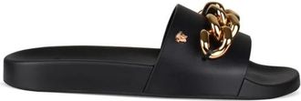 Versace Medusa Chain Slide - Dames - Sandalen - Zwart - 35 EU - Leer - Schoenen