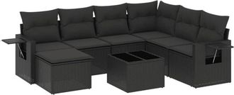 vidaXL Set De Sof&aacute;s De Jard&iacute;n 8 Piezas Y Cojines Rat&aacute;n Sint&eacute;tico Negro Vidaxl