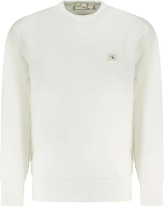Calvin Klein Witte Katoenen Sweater - Heren - Sweatshirts - Wit - L - Katoen - Hoodies & sweatvesten