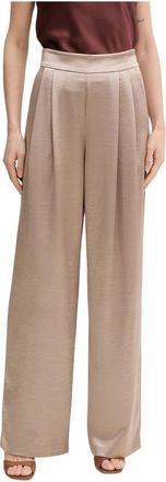 Guess Katie Wide Broeken - Dames - Wijde Broeken - Beige - XS - Leer - Broeken