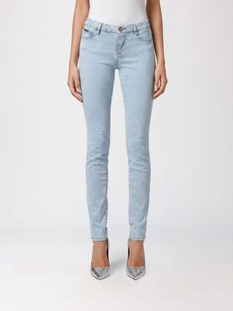 Philipp Plein Jeans skinny cropped in denim stretch con logo Hexagon