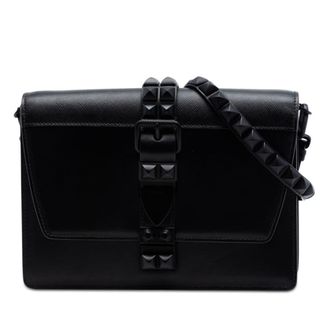 Prada Pre-owned Prada Saffiano Trimmed Studded City Calf Elektra Crossbody Ladies RS90WMNJVNI6XV5A