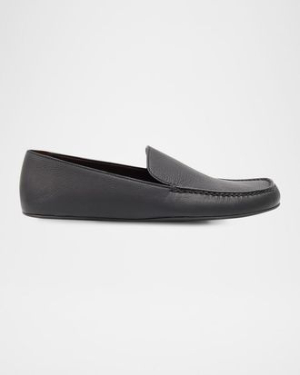 The Row Leo Grained Leather Slippers
