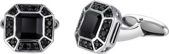 LuvMyJewelry Daimyo 2.98CT Round Black Spinel Cufflinks 925 Silver