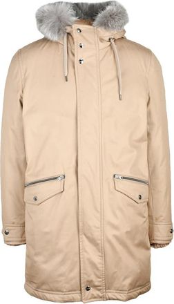 Herno Canvas jas met bontdetails - Heren - Winterjassen - Beige - L - Katoen - Jassen
