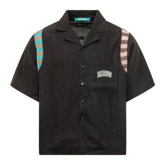 Barrow Viscose Shirt - Heren - Korte mouwen Overhemden - Zwart - S - Overhemden