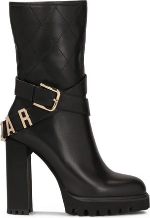 Kazar Stiletto booties met een logo band rond de bovenkant. Dit product valt klein uit. - Dames - Laarzen met Hak - Zwart - 39 EU - Leer - Schoenen