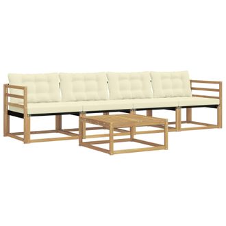 vidaXL Conjunto De Sof&aacute;s De Exterior 5 Pcs Blanco Y Crema Vidaxl