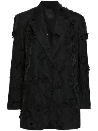 JNBY floral-appliqu&eacute; single-breasted blazer - women - Polyester - M - Black