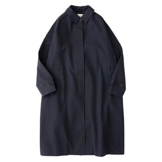 STUDIO NICHOLSON Holin Technical Cotton Coat in Dark Navy - female - Studio Nicholson - Single-Breasted Coats - Blue - 2XL - Coats