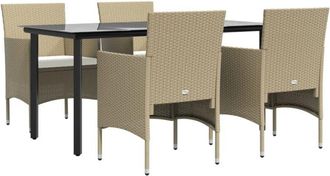 vidaXL Juego De Comedor De Jard&iacute;n 5 Piezas Con Cojines Beige Y Negro Vidaxl