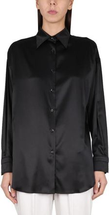 Tom Ford Stretch Zijden Satijnen Relaxed Fit Shirt - Dames - Overhemden - Zwart - M - Satijn - Overhemden