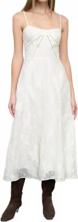 Moon River Juliet Spaghetti Strap Midi Dress In White