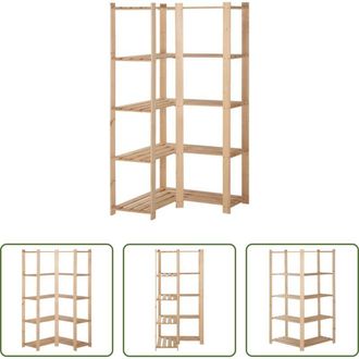 vidaXL Scaffale in legno - Scaffale ad Angolo 5 Livelli 82,5x82,5x170 cm Massello di Pino
