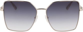 Longchamp Roseau 57mm Gradient Butterfly Sunglasses in Gold/Gradient Smoke at Nordstrom