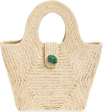 Pamela Munson The Petite Lulu Raffia Shoulder Bag in Natural at Nordstrom