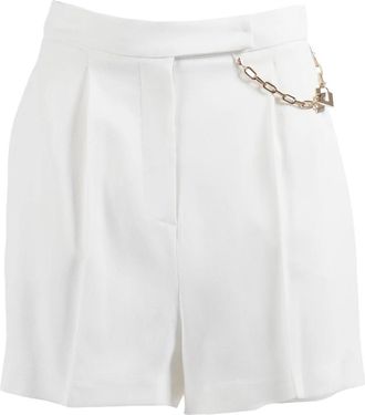 Elisabetta Franchi Shorts met Juweel Logo - Dames - Korte Broeken - Wit - XS - Leer - Korte Broeken