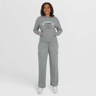WEAR by Erin Andrews Womens WEAR by Erin Andrews Gray New Orleans Saints Waffle-Knit Long Sleeve Hooded Shirt & Pants Lounge Set at Nordstrom, Size Large