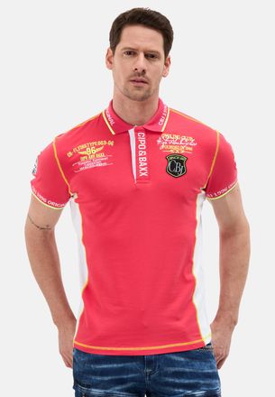 Cipo & Baxx Poloshirt CIPO & BAXX, Herren, Gr. 4XL, fuchia, Jersey, Obermaterial: 95% Baumwolle, 5% Elasthan, kontrastfarbene Details, mehrfarbig, regular fit nor