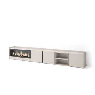 Skraut Home Skraut Home - Mueble Tv, Televisi&oacute;n, Muebles De Sal&oacute;n, Almacenaje, 315x35x50cm, Para Tv Hasta 80, Chimenea El&eacute;ctrica Xxl, Estilo Moderno, Beige