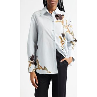 Vince Iris Button-Up Shirt in Salt Glass/Black Iris at Nordstrom Rack, Size Medium
