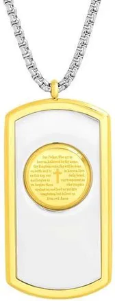 Steeltime Mens Two Tone Stainless Steel Dog Tag Pendant Necklace in Gold at Nordstrom Rack