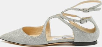 Jimmy Choo London Silver Glitter Lancer Flats