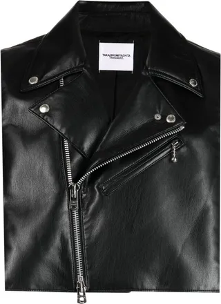 TAKAHIROMIYASHITA TheSoloist. zipped biker vest - men - Cupro - 48 - Black
