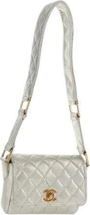 Chanel Pre-owned leren schoudertas - Dames - Vintage Schoudertas - Grijs - ONE Size - Leer - Vintage