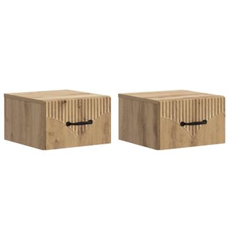vidaXL Mesita De Noche De Pared Con Caj&oacute;n 2 Pcs Roble Artesanal Vidaxl