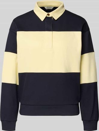 GANT Sweatshirt mit Polokragen und Label-Stitching in Marine, Gr&ouml;&szlig;e XXL