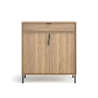 HERDASA Zapatero en melamina roble dorado patas grafito 89x80x29 cm