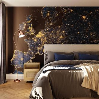 Superfresco Easy Europe by Night Navy Print To Order 3m x 2.8m Mural
