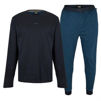 HUGO BOSS Mens Relax Long Set 10269542 02 Pyjama in Dark Blue - Size Medium