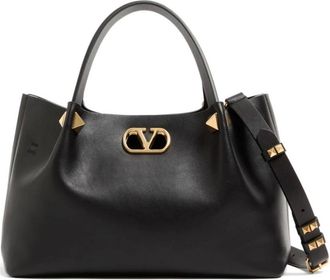 Valentino Garavani Tassen, Dames, Zwart, ONE Size, Leer, Vltn Tote Bag