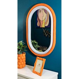 Dmora Espejito Blello, Espejo, Objeto de decoración de pared, Decoración de espejo, 60x4 h90 cm, Naranja y Gris - Dmora