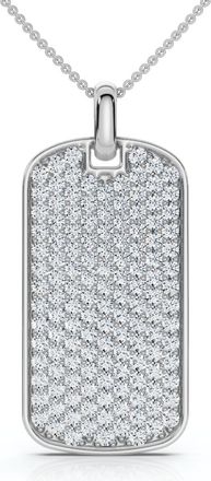 Pompeii3 Mens 1ct Diamond Dog Tag Pendant 14k Gold Necklace Lab Grown 18 Chain