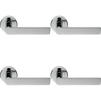 Loops 4x PAIR Flat Rectangular Bar Handle on Round Rose Concealed Fix Polished Chrome