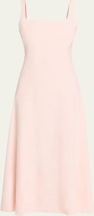 Theory Sleeveless Square-Neck Seamed Midi Dress