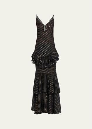 Johanna Ortiz Silk Metallic Reinterpretation Maxi Dress