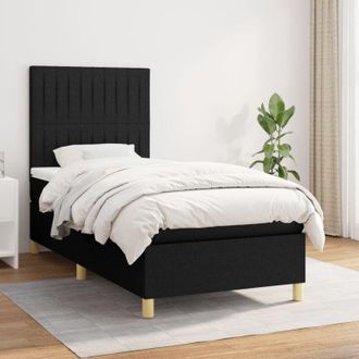 vidaXL Cama Box Spring Con Colch&oacute;n Tela Negro 80x200 Cm Vidaxl