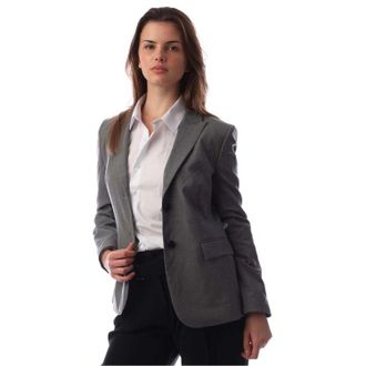 HUGO BOSS Effen blazer met enkele rij knopen voor dames (Zilver)